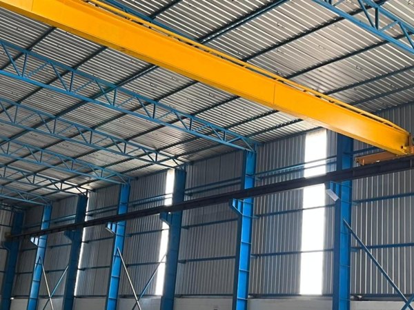 Overhead crane inside the warehouse